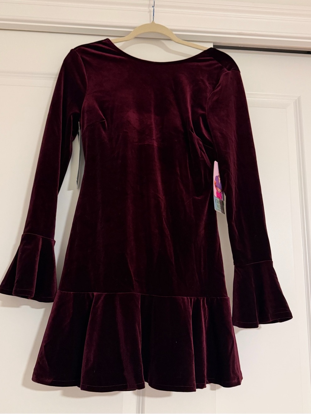 jcpenney Velvet Long-Sleeve Dress in Burgundy